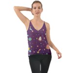 Space Travels Seamless Pattern Vector Cartoon Chiffon Cami
