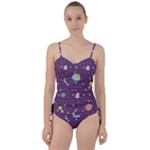 Space Travels Seamless Pattern Vector Cartoon Sweetheart Tankini Set