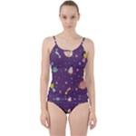Space Travels Seamless Pattern Vector Cartoon Cut Out Top Tankini Set