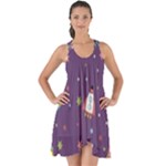 Space Travels Seamless Pattern Vector Cartoon Show Some Back Chiffon Dress