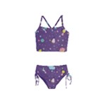 Space Travels Seamless Pattern Vector Cartoon Girls  Tankini Swimsuit