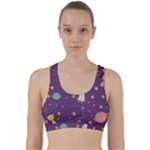 Space Travels Seamless Pattern Vector Cartoon Back Weave Sports Bra