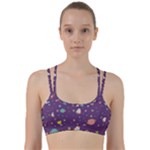 Space Travels Seamless Pattern Vector Cartoon Line Them Up Sports Bra