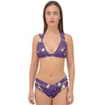 Space Travels Seamless Pattern Vector Cartoon Double Strap Halter Bikini Set