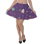 Space Travels Seamless Pattern Vector Cartoon Velvet Skater Skirt