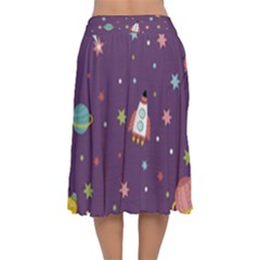 Velvet Flared Midi Skirt 