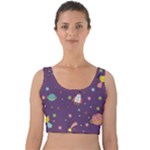 Space Travels Seamless Pattern Vector Cartoon Velvet Crop Top