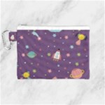 Space Travels Seamless Pattern Vector Cartoon Canvas Cosmetic Bag (Medium)