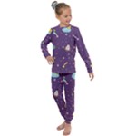 Space Travels Seamless Pattern Vector Cartoon Kids  Long Sleeve Set 