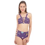 Space Travels Seamless Pattern Vector Cartoon Cage Up Bikini Set
