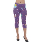 Space Travels Seamless Pattern Vector Cartoon Lightweight Velour Capri Leggings 