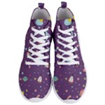 Space Travels Seamless Pattern Vector Cartoon Men s Lightweight High Top Sneakers