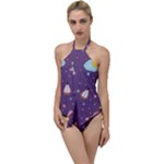 Space Travels Seamless Pattern Vector Cartoon Go with the Flow One Piece Swimsuit