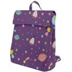 Space Travels Seamless Pattern Vector Cartoon Flap Top Backpack