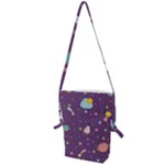 Space Travels Seamless Pattern Vector Cartoon Folding Shoulder Bag