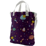 Space Travels Seamless Pattern Vector Cartoon Canvas Messenger Bag