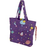 Space Travels Seamless Pattern Vector Cartoon Drawstring Tote Bag