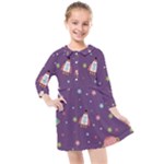 Space Travels Seamless Pattern Vector Cartoon Kids  Quarter Sleeve Shirt Dress