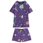 Space Travels Seamless Pattern Vector Cartoon Kids  Swim T-Shirt and Shorts Set
