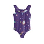 Space Travels Seamless Pattern Vector Cartoon Kids  Frill Swimsuit