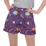 Space Travels Seamless Pattern Vector Cartoon Women s Ripstop Shorts