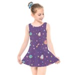 Space Travels Seamless Pattern Vector Cartoon Kids  Skater Dress Swimsuit