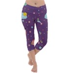 Space Travels Seamless Pattern Vector Cartoon Lightweight Velour Capri Yoga Leggings
