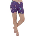 Space Travels Seamless Pattern Vector Cartoon Lightweight Velour Yoga Shorts