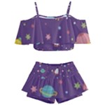 Space Travels Seamless Pattern Vector Cartoon Kids  Off Shoulder Skirt Bikini