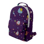 Space Travels Seamless Pattern Vector Cartoon Flap Pocket Backpack (Large)