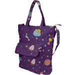 Space Travels Seamless Pattern Vector Cartoon Shoulder Tote Bag