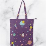 Space Travels Seamless Pattern Vector Cartoon Double Zip Up Tote Bag