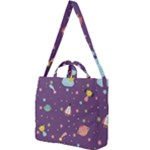 Space Travels Seamless Pattern Vector Cartoon Square Shoulder Tote Bag