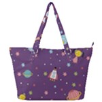 Space Travels Seamless Pattern Vector Cartoon Full Print Shoulder Bag
