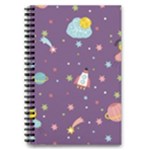 Space Travels Seamless Pattern Vector Cartoon 5.5  x 8.5  Notebook