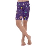 Space Travels Seamless Pattern Vector Cartoon Kids  Lightweight Velour Cropped Yoga Leggings