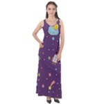Space Travels Seamless Pattern Vector Cartoon Sleeveless Velour Maxi Dress