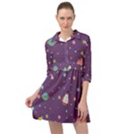 Space Travels Seamless Pattern Vector Cartoon Mini Skater Shirt Dress