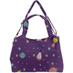 Space Travels Seamless Pattern Vector Cartoon Double Compartment Shoulder Bag