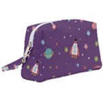 Space Travels Seamless Pattern Vector Cartoon Wristlet Pouch Bag (Large)