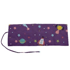 Space Travels Seamless Pattern Vector Cartoon Roll Up Canvas Pencil Holder (S) from ArtsNow.com