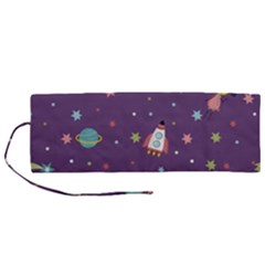Space Travels Seamless Pattern Vector Cartoon Roll Up Canvas Pencil Holder (M) from ArtsNow.com