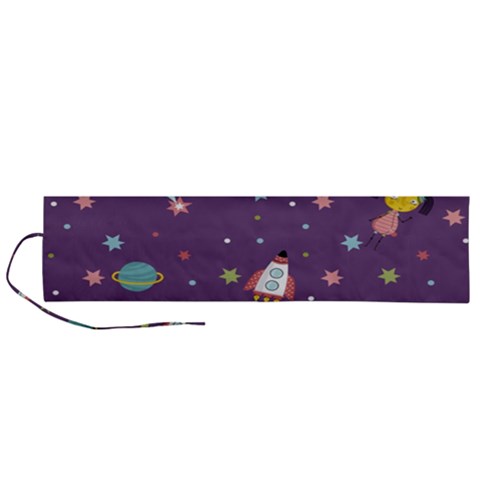 Space Travels Seamless Pattern Vector Cartoon Roll Up Canvas Pencil Holder (L) from ArtsNow.com