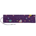 Space Travels Seamless Pattern Vector Cartoon Roll Up Canvas Pencil Holder (L)