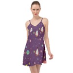 Space Travels Seamless Pattern Vector Cartoon Summer Time Chiffon Dress