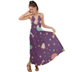 Space Travels Seamless Pattern Vector Cartoon Backless Maxi Beach Dress