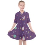 Space Travels Seamless Pattern Vector Cartoon Kids  All Frills Chiffon Dress