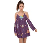 Space Travels Seamless Pattern Vector Cartoon Boho Dress