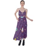 Space Travels Seamless Pattern Vector Cartoon Tie Back Maxi Dress