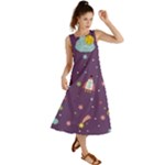 Space Travels Seamless Pattern Vector Cartoon Summer Maxi Dress